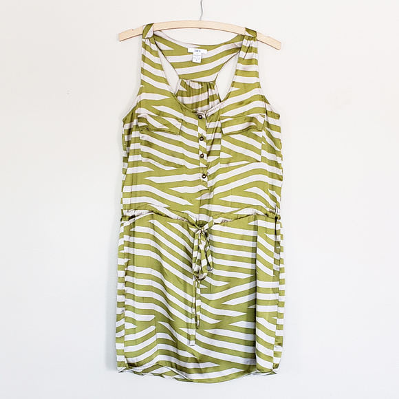 Bar III Dresses & Skirts - Bar III Green Safari Stripe Drawstring Dress